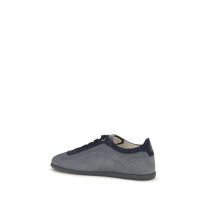 Brunello Cucinelli Gray Calf Leather Bos Taurus Low Top Sneakers