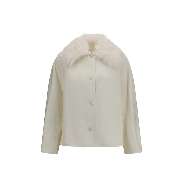 Loulou De Saison White Wool Oves Aries Full-Length Jacket