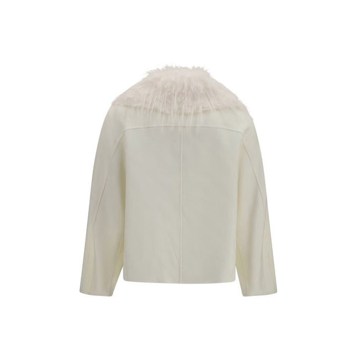 Loulou De Saison White Wool Oves Aries Full-Length Jacket