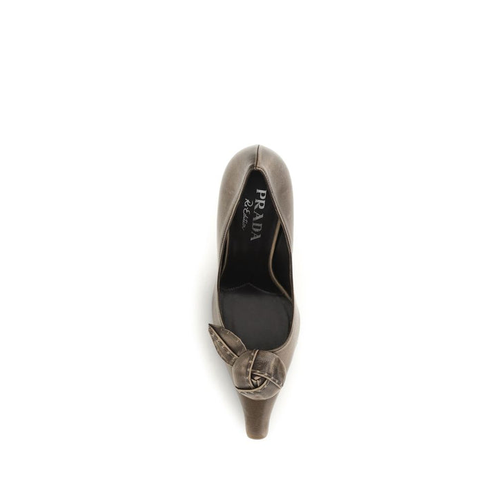 Prada Brown Calf Leather Bos Taurus High Heel Pumps