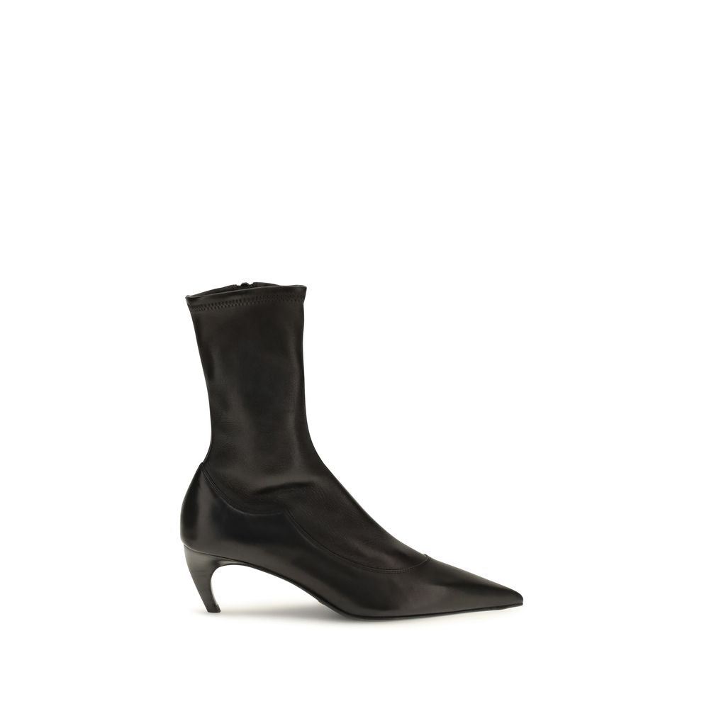 Khaite Black Calf Leather Bos Taurus Ankle Boots