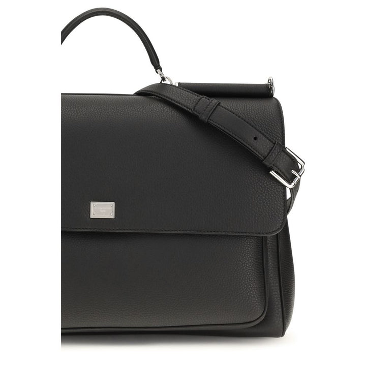 Dolce & Gabbana Black Calf Leather Bos Taurus Handbag