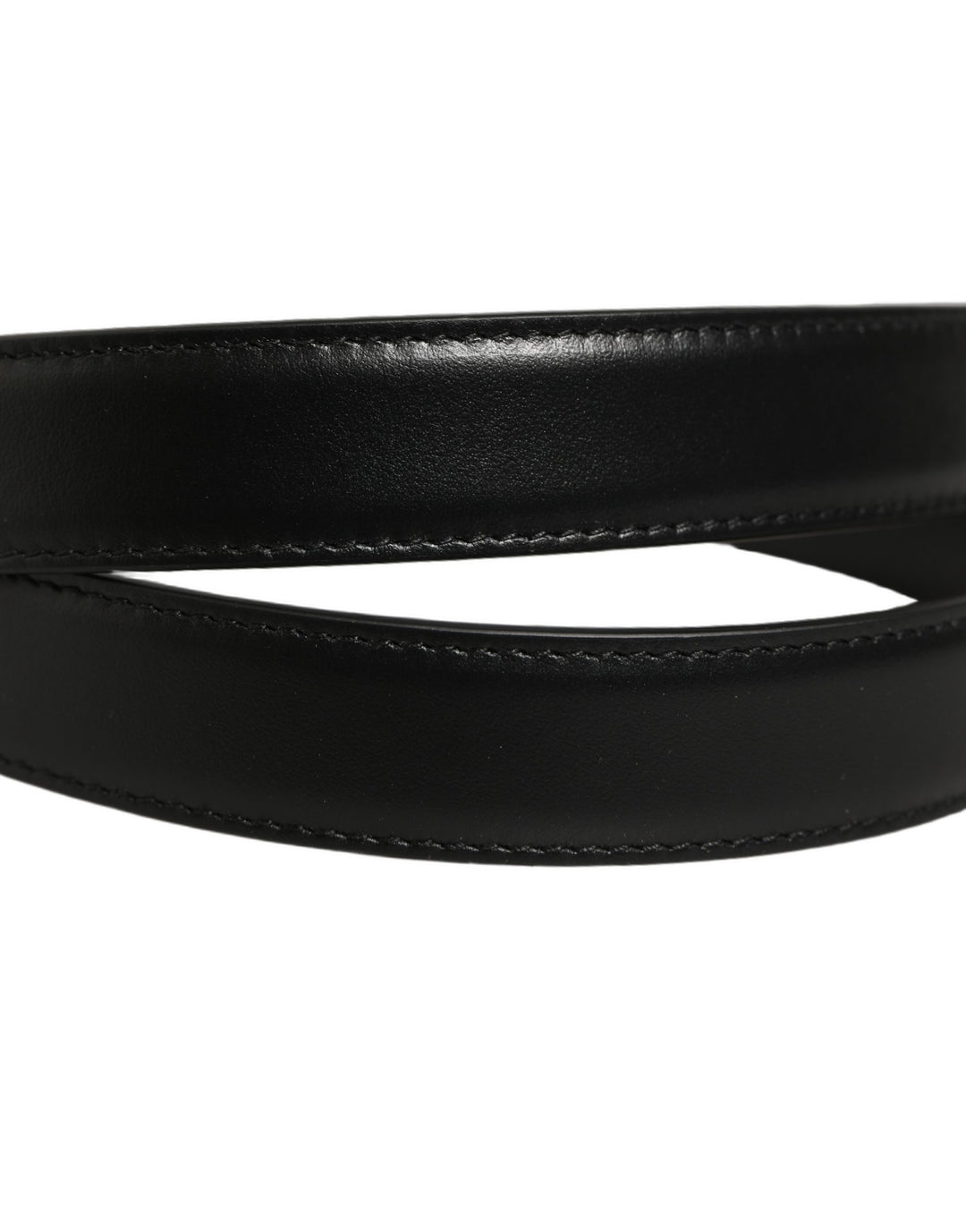Dolce & Gabbana Black Classic Leather Gold Tone Buckle Belt