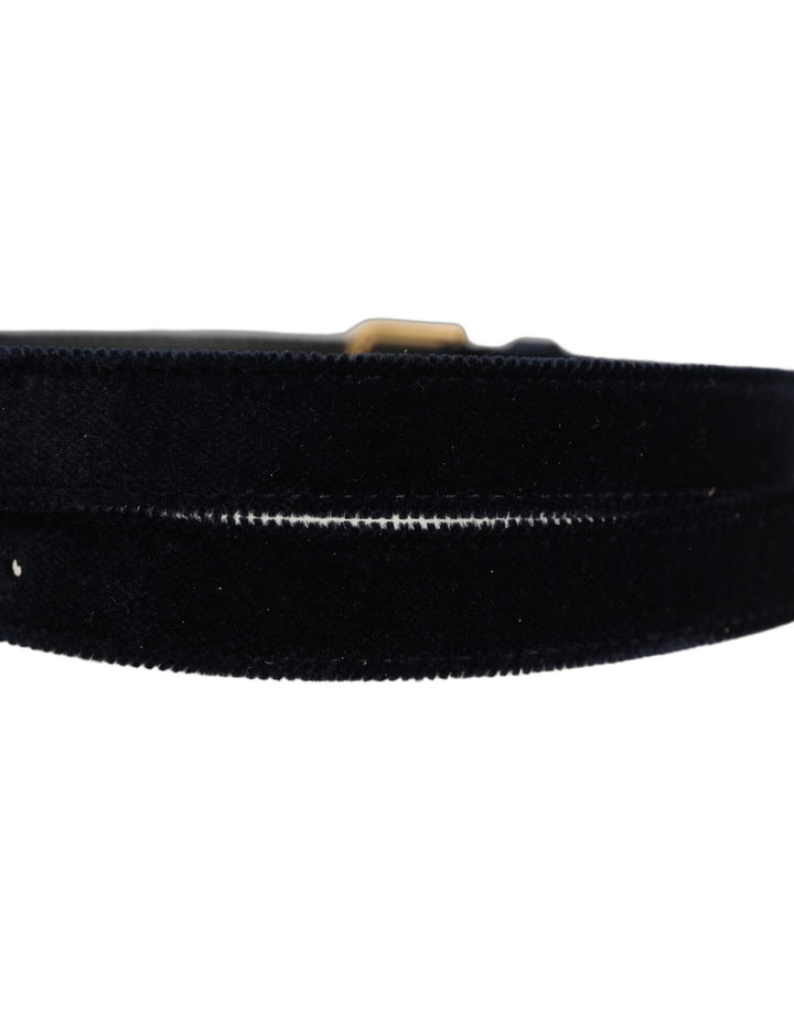 Dolce & Gabbana Dark Blue Velvet Gold Tone Metal Buckle Belt