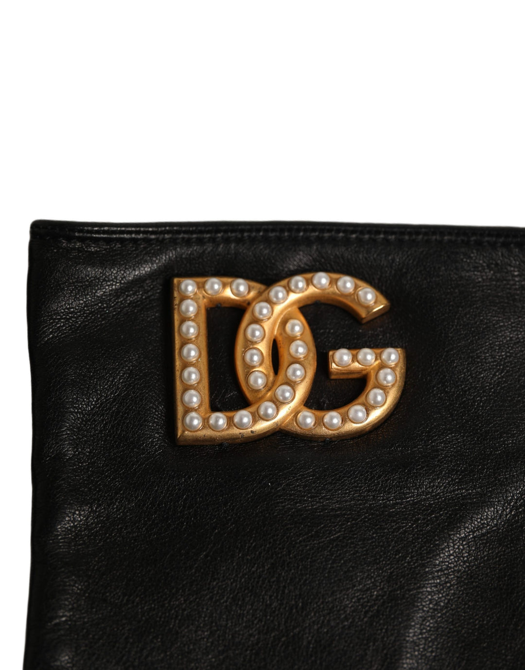 Dolce & Gabbana Black Embellished Wrist Length Fingerless Gloves
