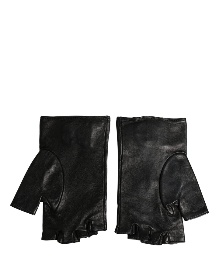 Dolce & Gabbana Black Embellished Wrist Length Fingerless Gloves