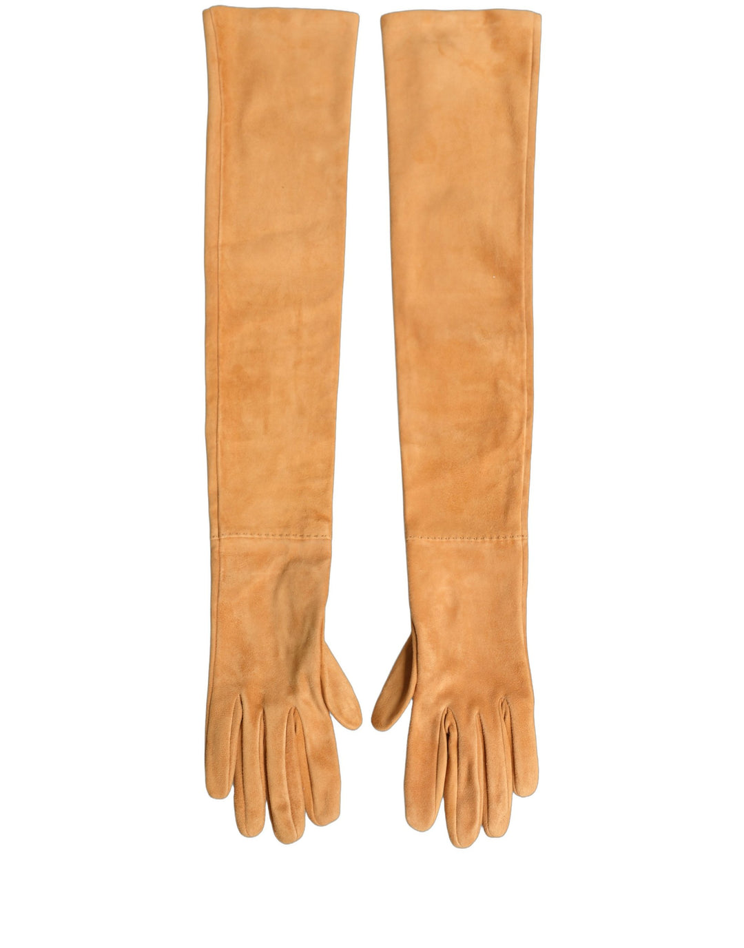 Dolce & Gabbana Tan Genuine Leather Suede Elbow Length Gloves