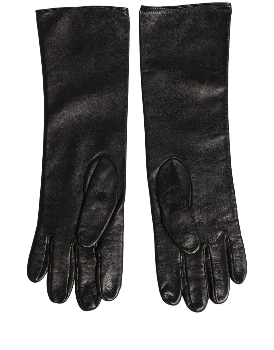 Dolce & Gabbana Black Genuine Leather Embossed DG Logo Gloves