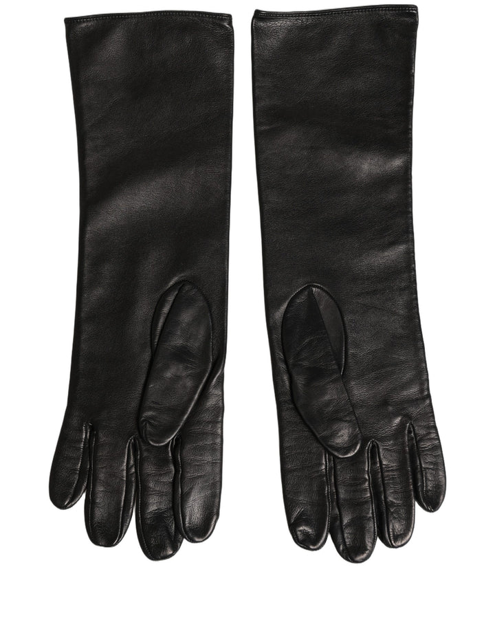 Dolce & Gabbana Black Genuine Leather Embossed DG Logo Gloves