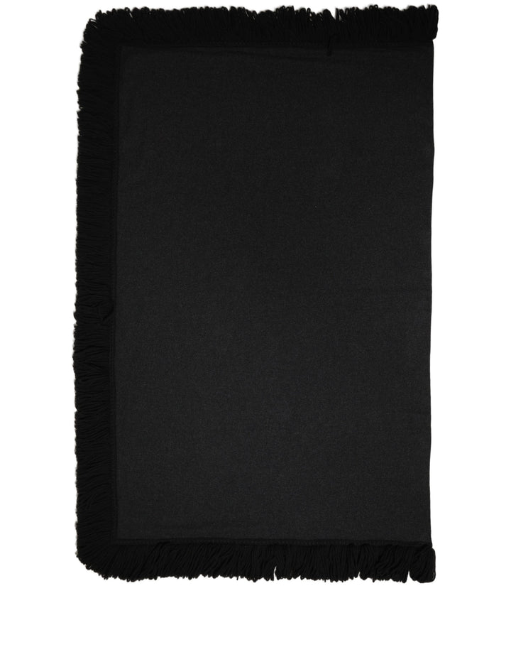Dolce & Gabbana Black Wool Knitted Fringed Warmer Shawl Scarf
