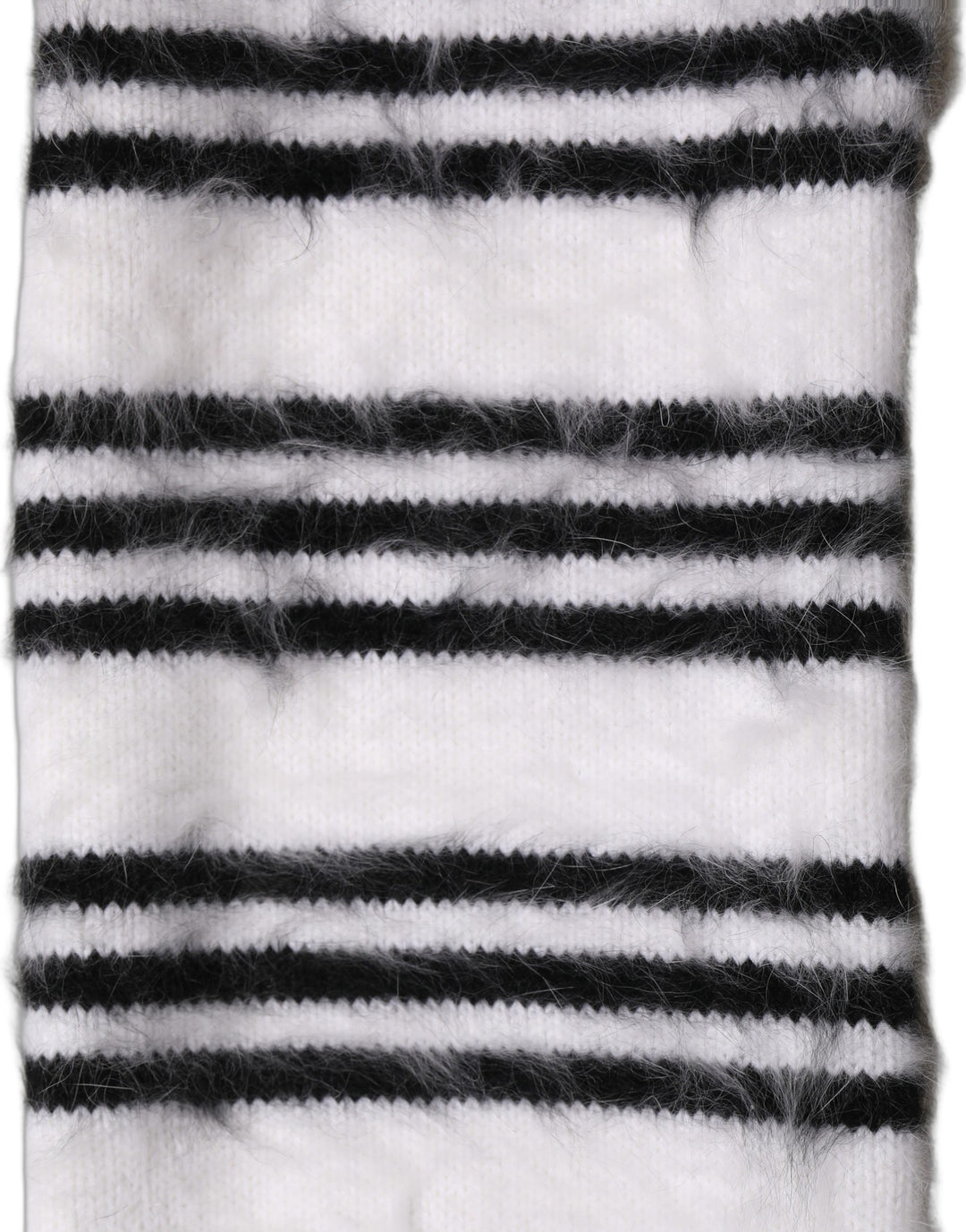 Dolce & Gabbana White Black Striped Skinny Neck Warmer Scarf