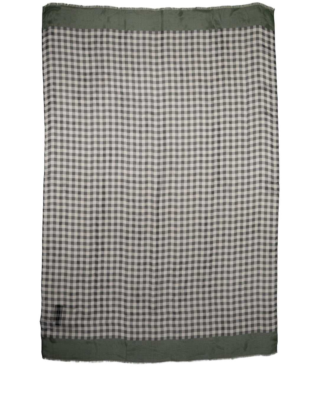 Dolce & Gabbana Green White Napoli Silk Gingham Shawl Scarf