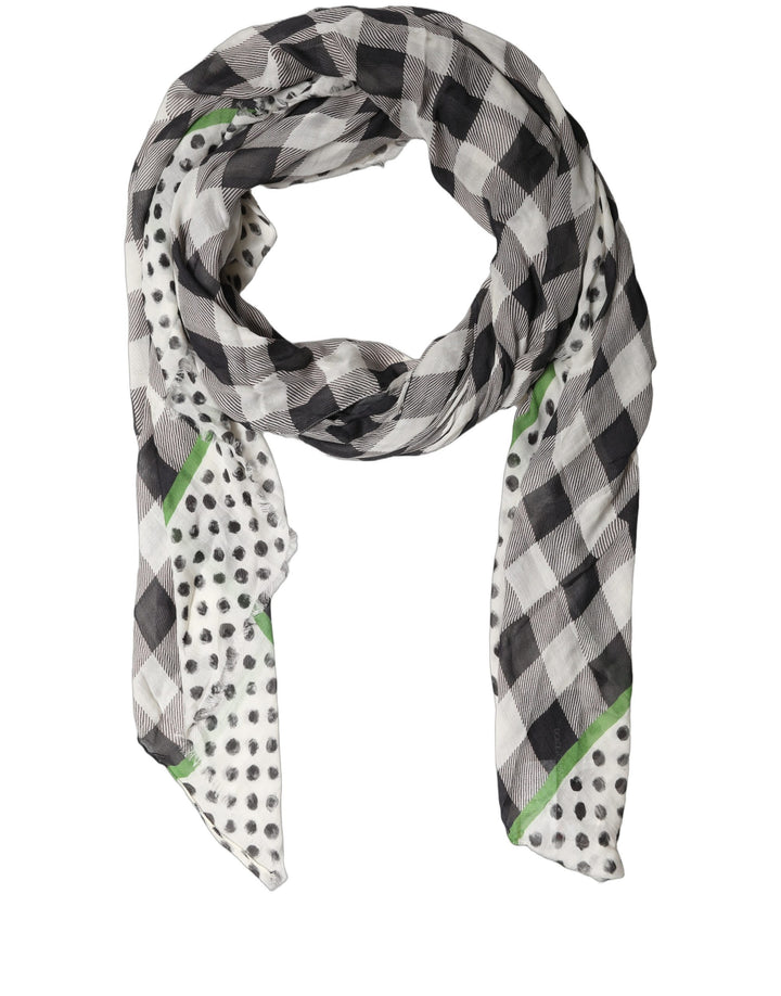Dolce & Gabbana Black White Napoli Modal Check Shawl Scarf