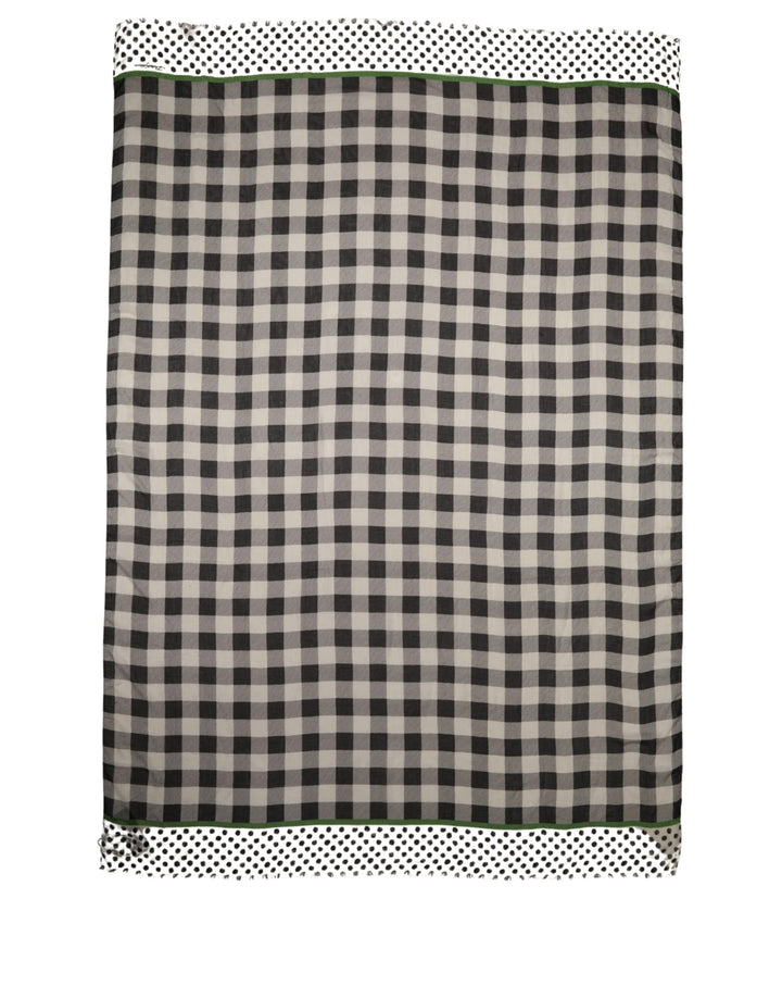 Dolce & Gabbana Black White Napoli Modal Check Shawl Scarf