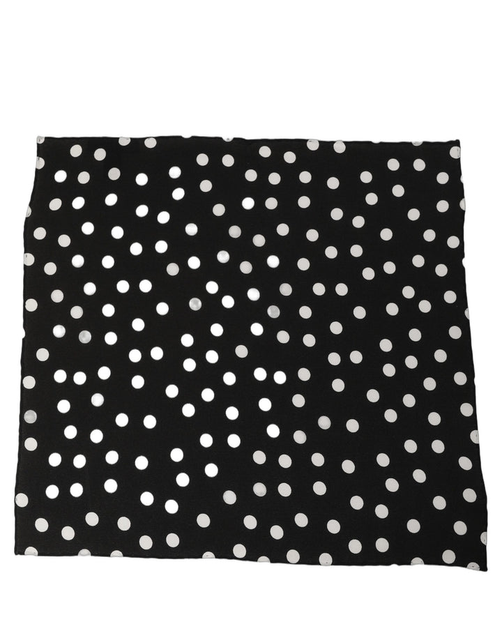 Dolce & Gabbana Black White Polka Dot Square Foulard Scarf
