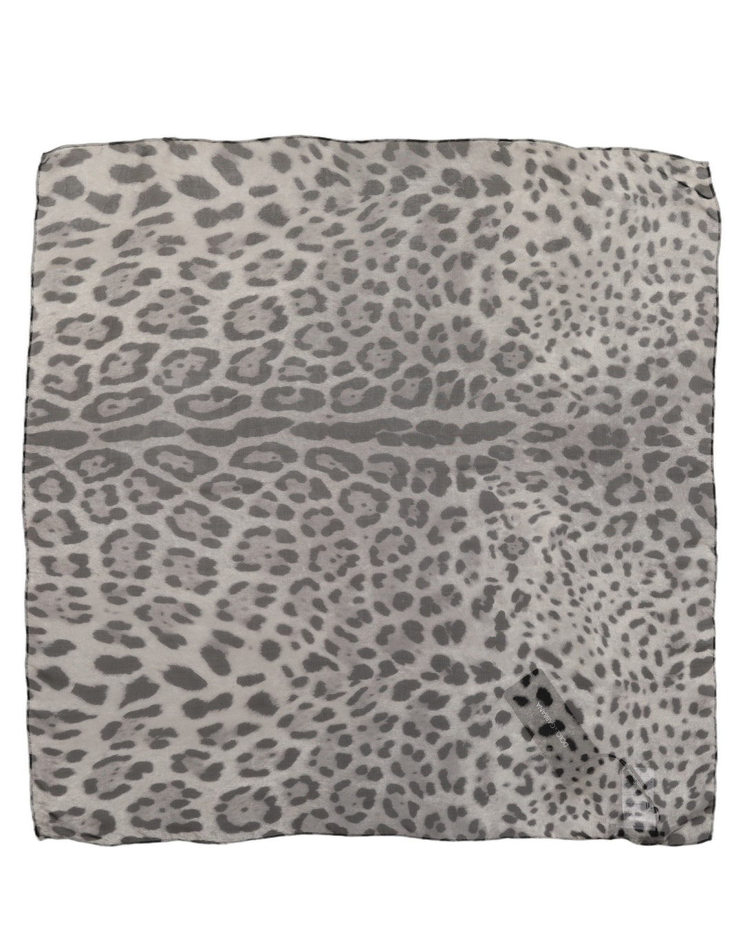 Dolce & Gabbana Gray Leopard Print Silk Square Foulard Scarf