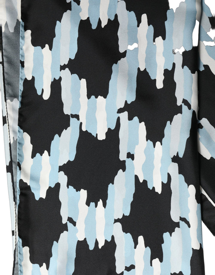 Dolce & Gabbana Black Blue Abstract Silk Shawl Stole Scarf