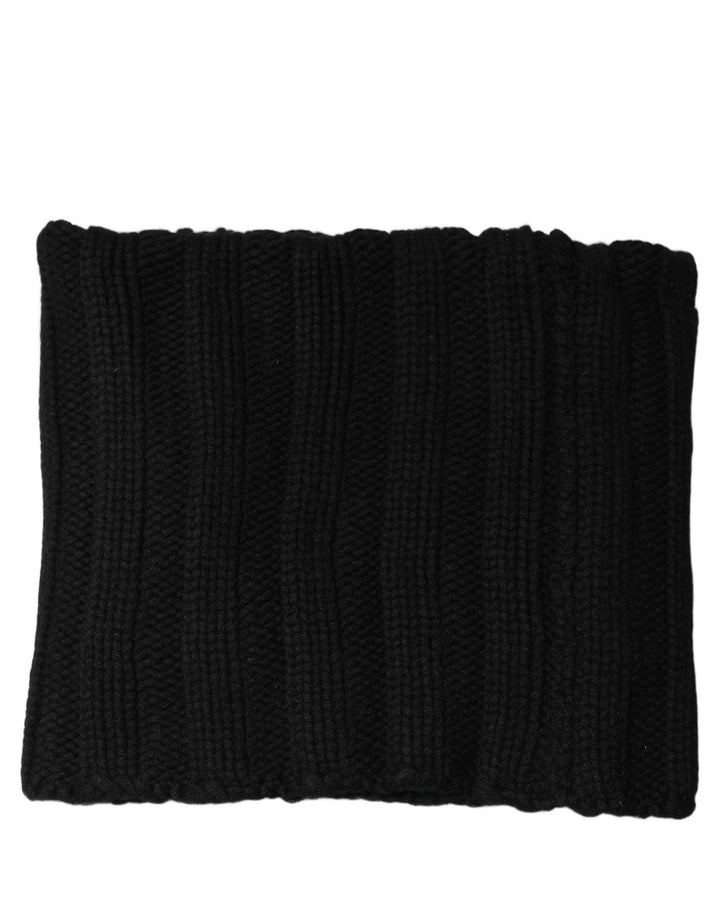 Dolce & Gabbana Black Cashmere Ribbed Knit Neck Warmer Scarf