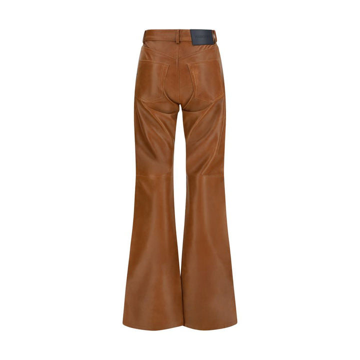 Haikure Brown Lambskin Flared Pants