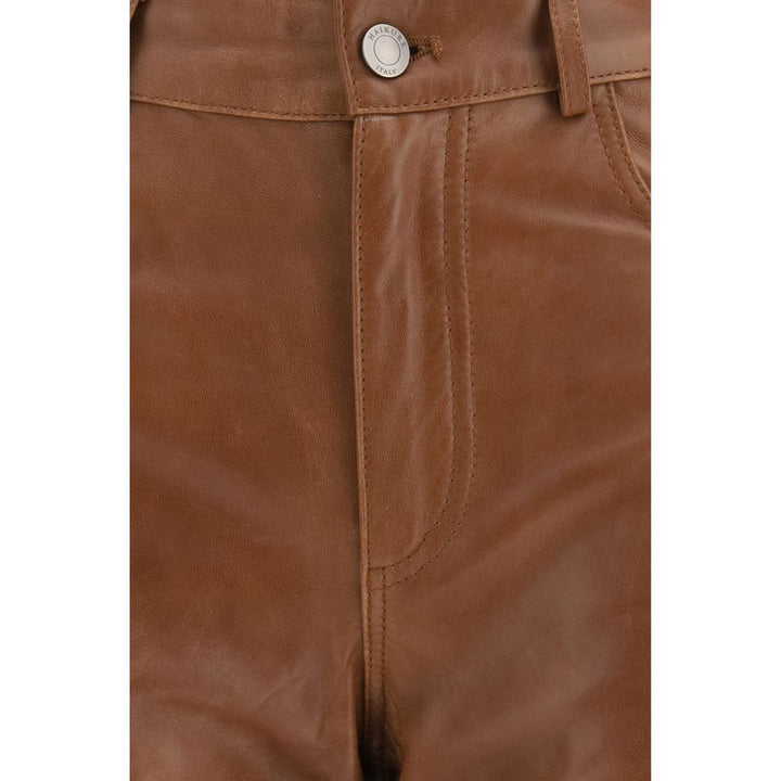 Haikure Brown Lambskin Flared Pants