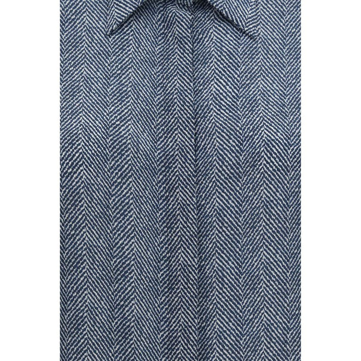 Sara Roka Blue Silk Pattern Shirt