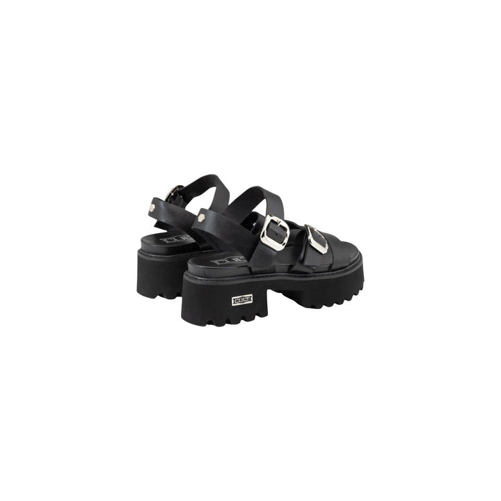 Cult Black Leather Platform Sandals