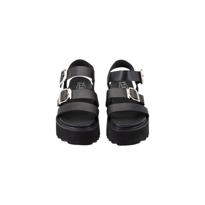 Cult Black Leather Platform Sandals