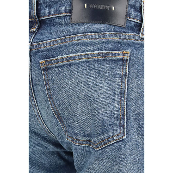 Khaite Blue Cotton Bootcut Jeans