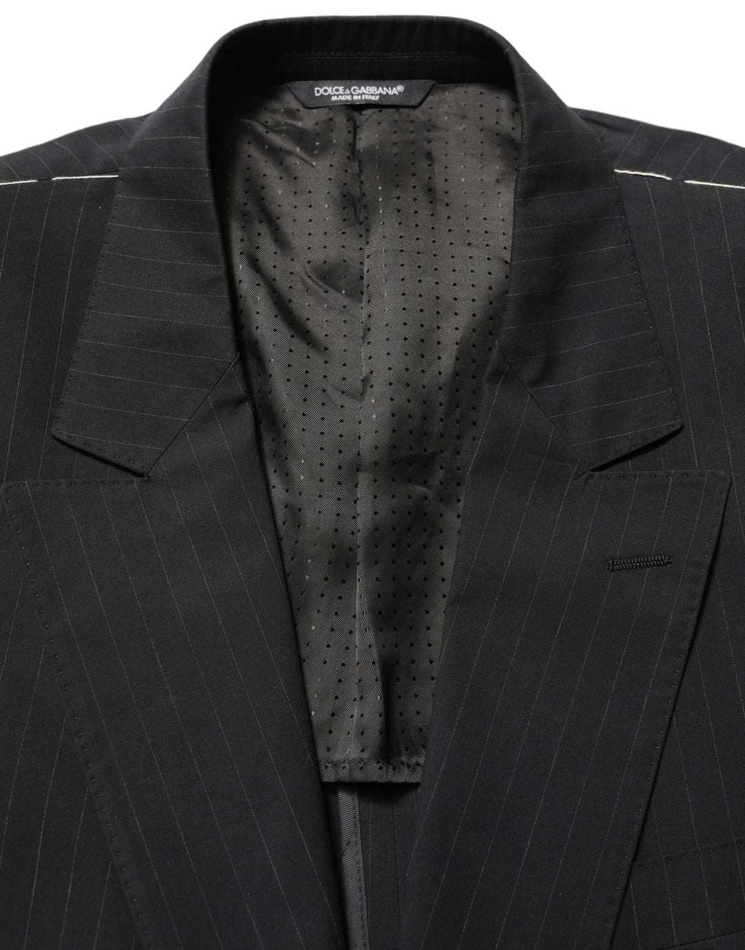 Dolce & Gabbana Black Pinstripe Men Single Breasted Jacket