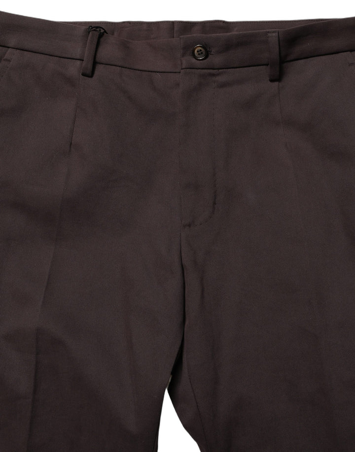 Dolce & Gabbana Brown Cotton Skinny Leg Dress Trouser Pants