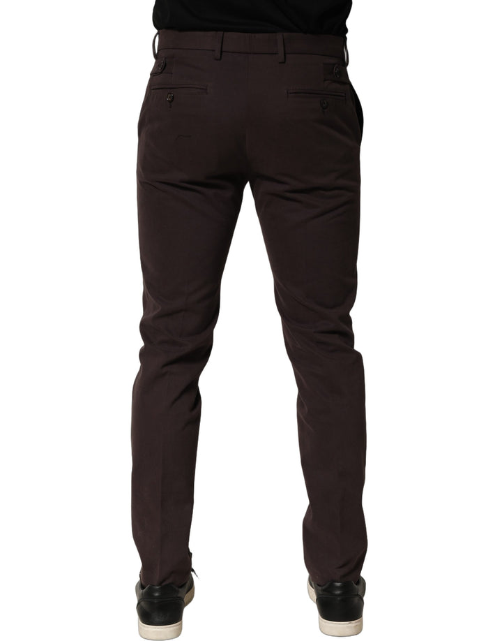 Dolce & Gabbana Brown Cotton Skinny Leg Dress Trouser Pants