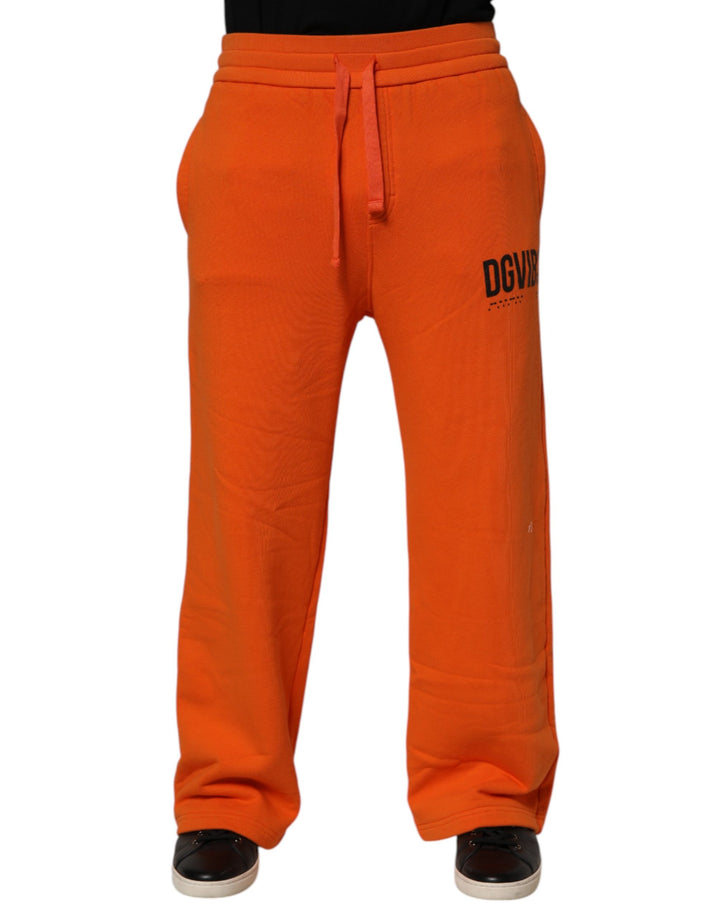 Dolce & Gabbana Orange Cotton DGVIB3 Men Trackpants Pants