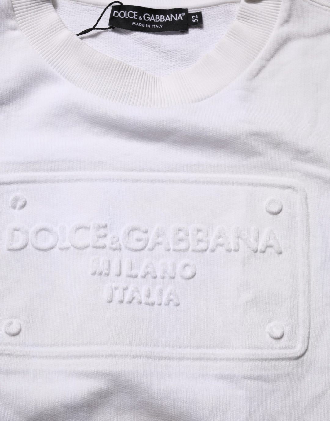 Dolce & Gabbana White Logo Embossed Cotton Sweatshirt Sweater