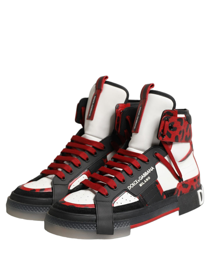 Dolce & Gabbana Multicolor Leather High Top Sneakers Shoes
