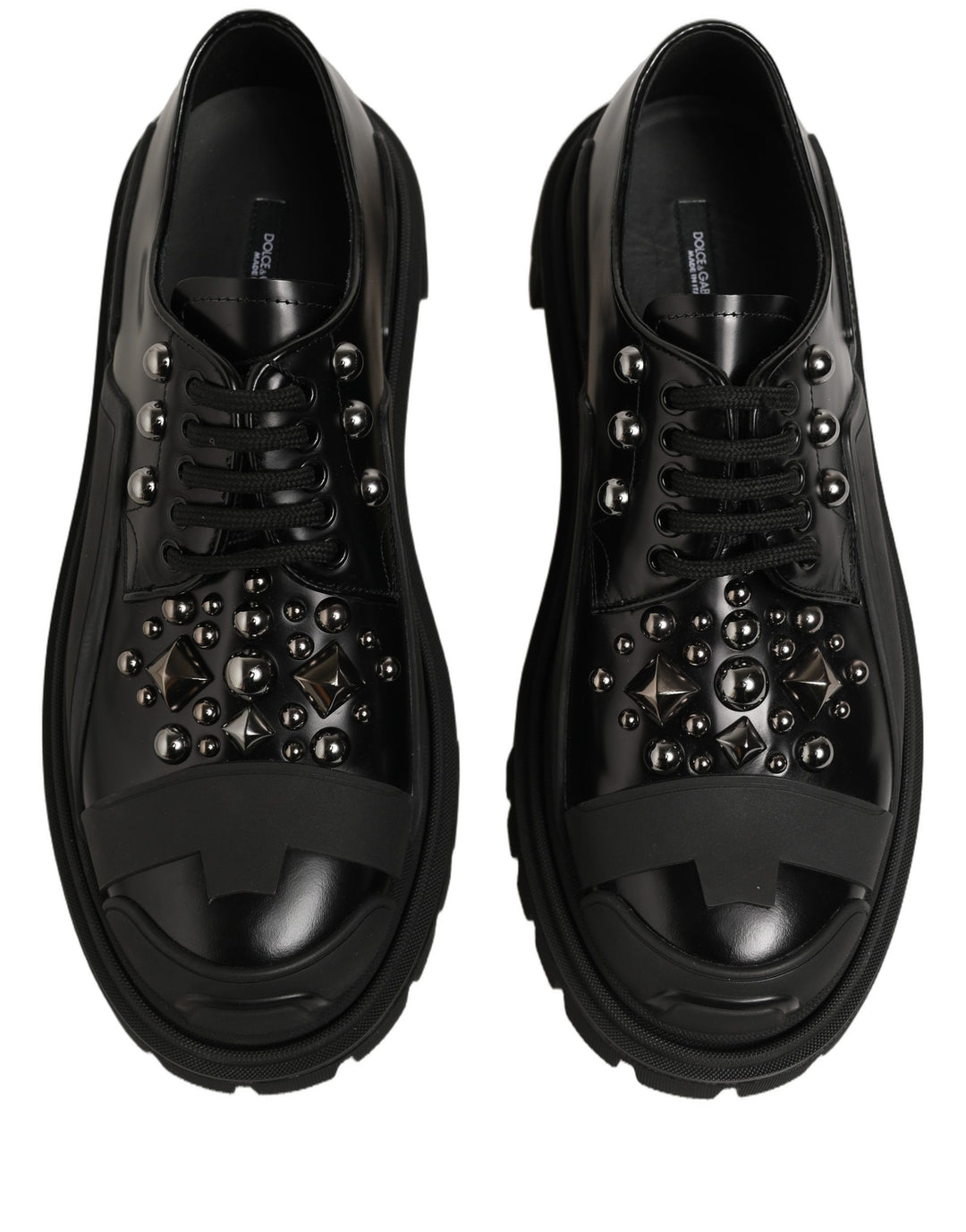Dolce & Gabbana Black Calfskin Leather Trekking Derby Shoes