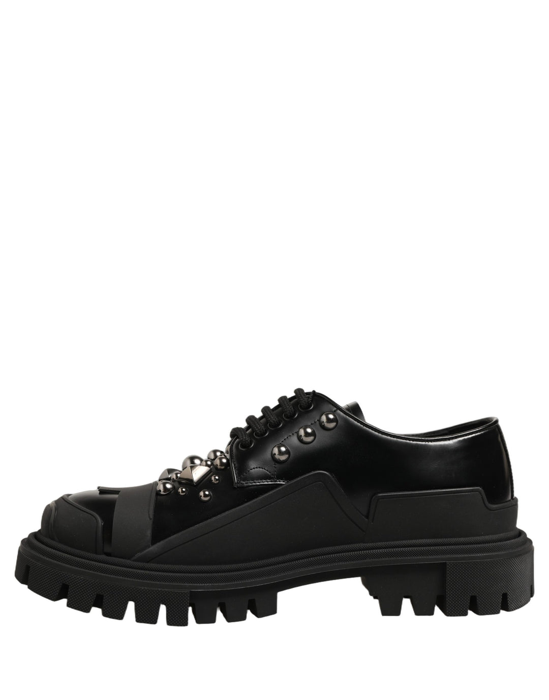 Dolce & Gabbana Black Calfskin Leather Trekking Derby Shoes