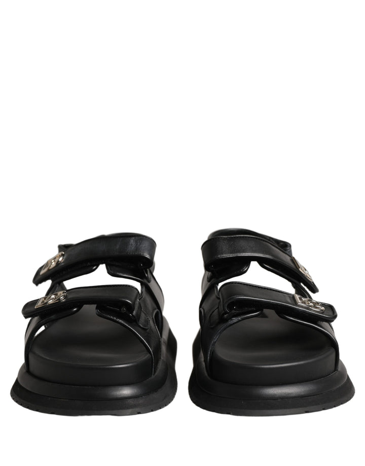 Dolce & Gabbana Black DG Logo Sandals Flats Slippers Shoes