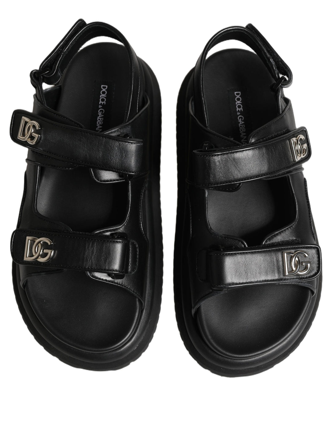 Dolce & Gabbana Black DG Logo Sandals Flats Slippers Shoes