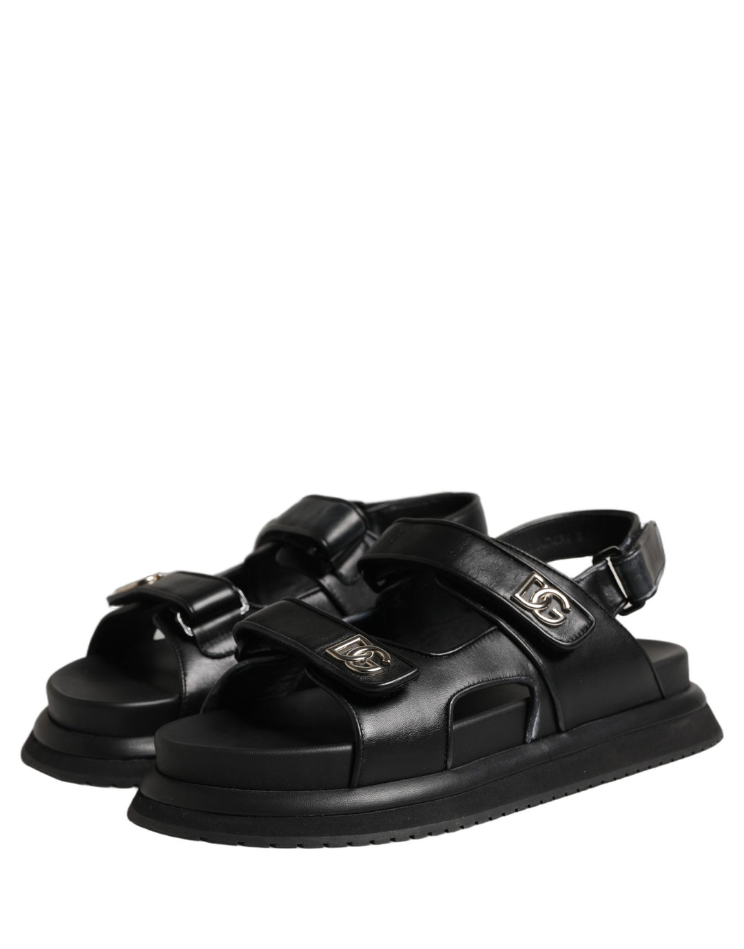 Dolce & Gabbana Black DG Logo Sandals Flats Slippers Shoes