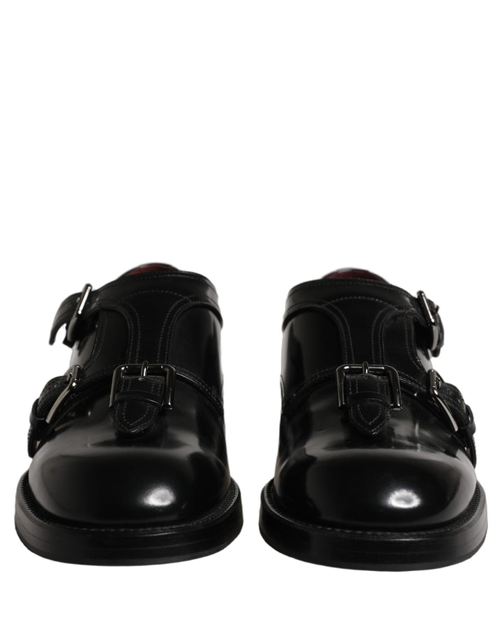 Dolce & Gabbana Black Leather Monk Strap Formal Dress Shoes