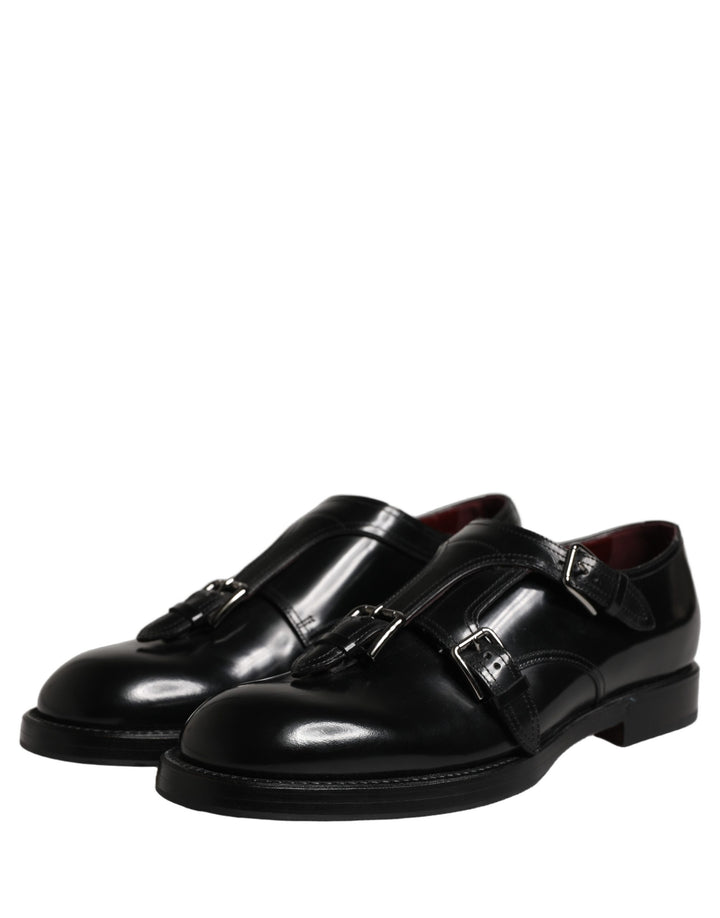Dolce & Gabbana Black Leather Monk Strap Formal Dress Shoes