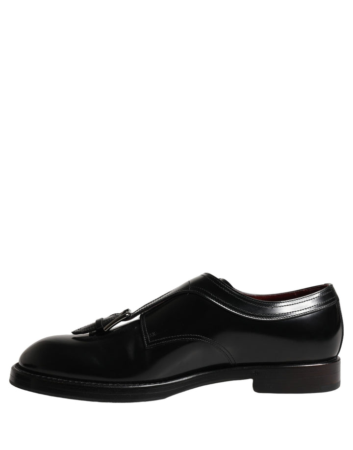 Dolce & Gabbana Black Leather Monk Strap Formal Dress Shoes