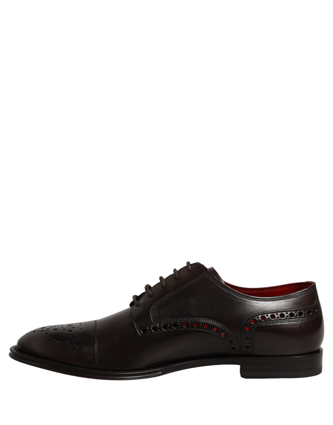 Dolce & Gabbana Maroon Calfskin Leather Derby Men Dress Shoes