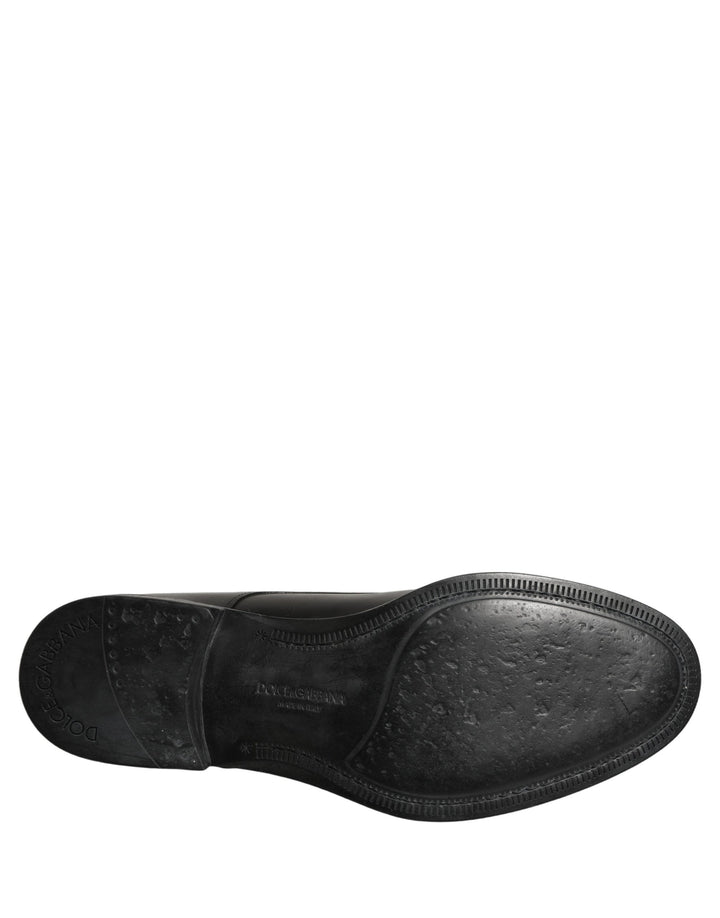 Dolce & Gabbana Black Calfskin Leather Derby Men Dress Shoes