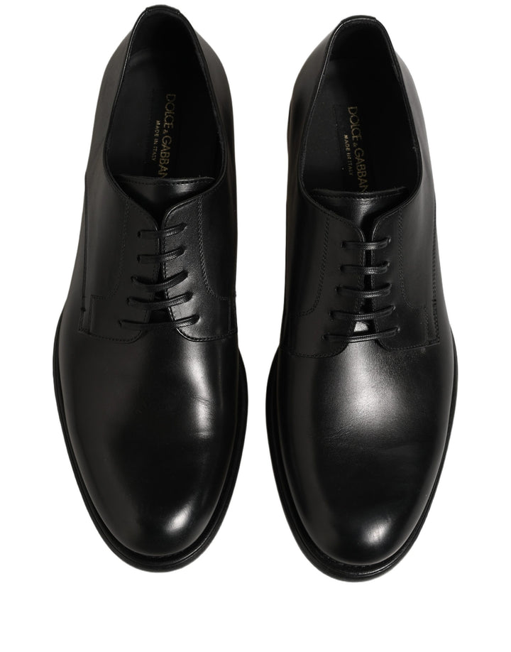 Dolce & Gabbana Black Calfskin Leather Derby Men Dress Shoes