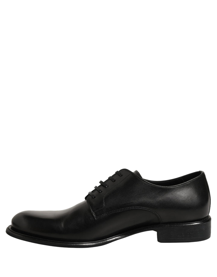 Dolce & Gabbana Black Calfskin Leather Derby Men Dress Shoes