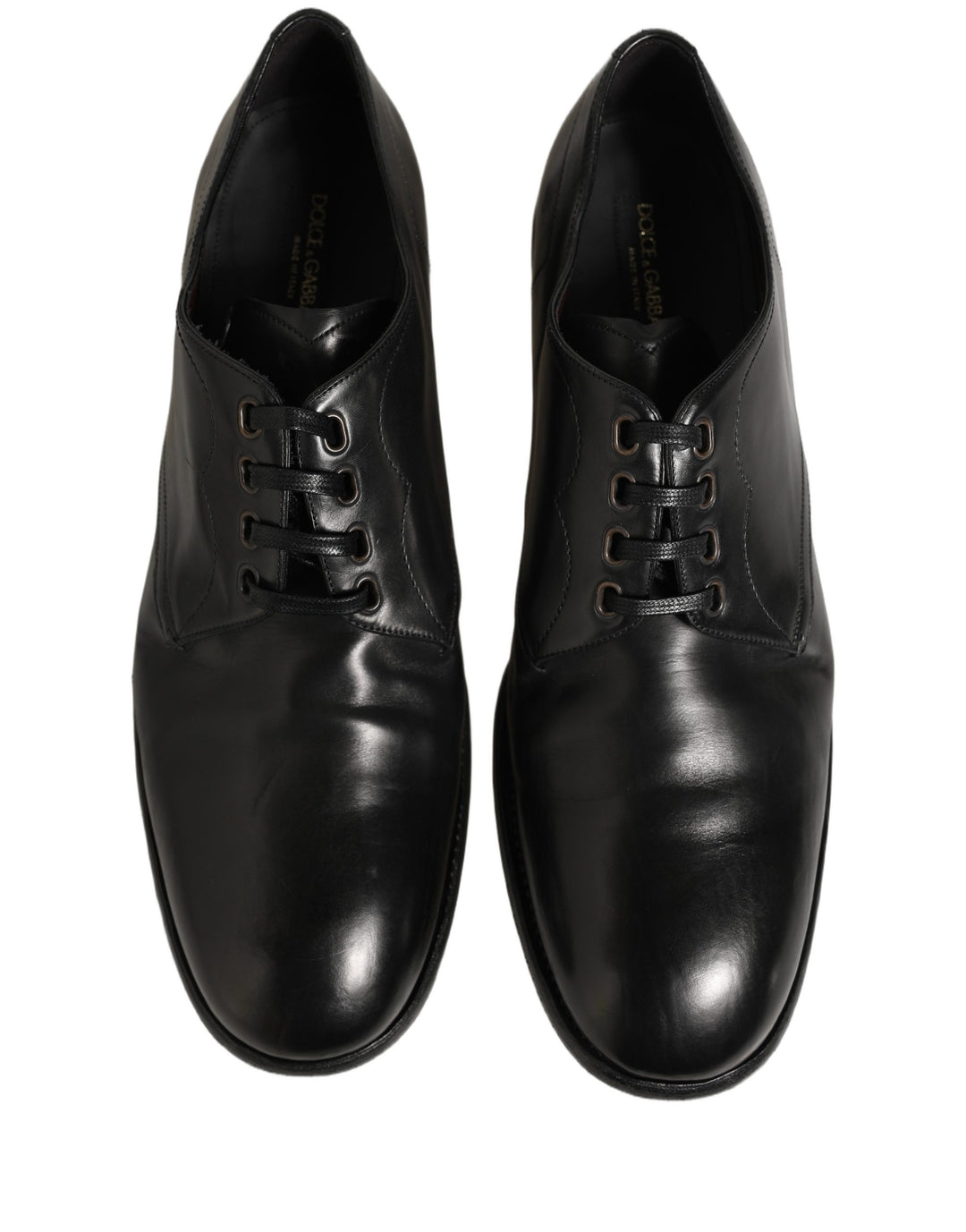 Dolce & Gabbana Black Calfskin Leather Derby Men Dress Shoes