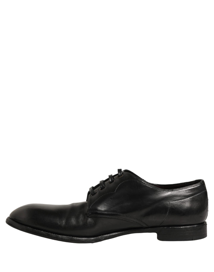 Dolce & Gabbana Black Calfskin Leather Derby Men Dress Shoes