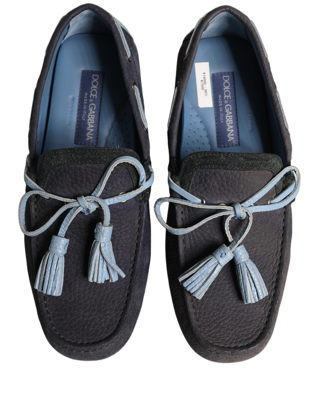 Dolce & Gabbana Navy Blue Suede Leather Tassel Loafers Shoes