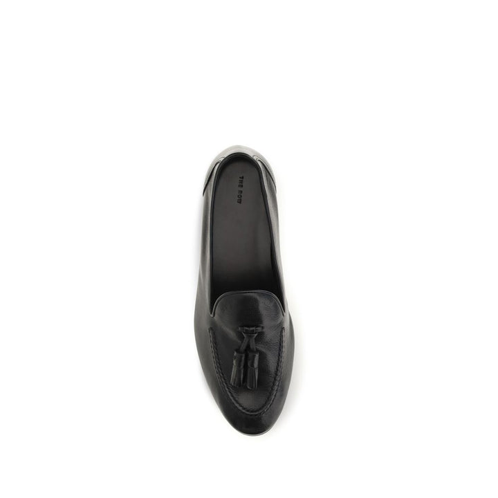 The Row Black Calf Leather Bos Taurus Slip-On Loafers